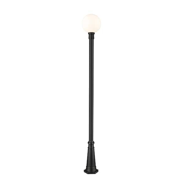 Z-Lite Laurent Outdoor Post Mounted Fixture, 1-Light, 12 In.W x 109.75 In.H, Black/Opal 597PHB-519P-BK - main
